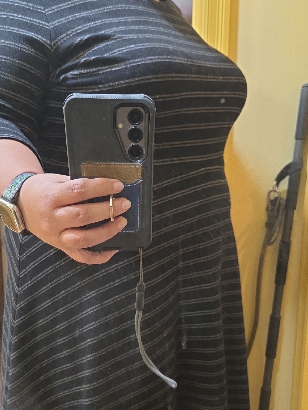 Lane Bryant Black and Gray Striped Midi Dress New With Tags
